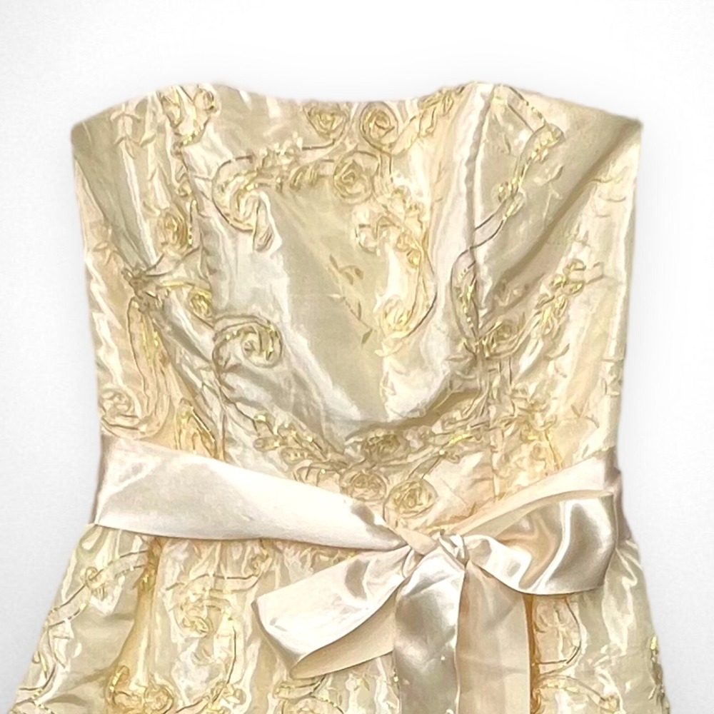 JESSICA McCLINTOCK for GUNNE SAX‎ Gold Strapless Dress 1 Bridal Wedding Short - Picture 3 of 8